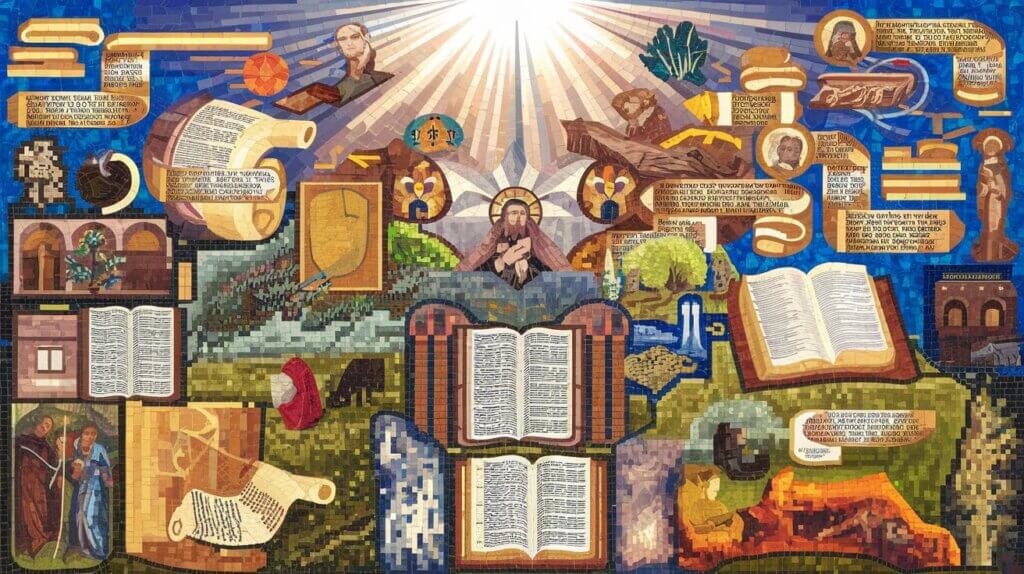 Colorful Mosaic Representing Genres of the Bible