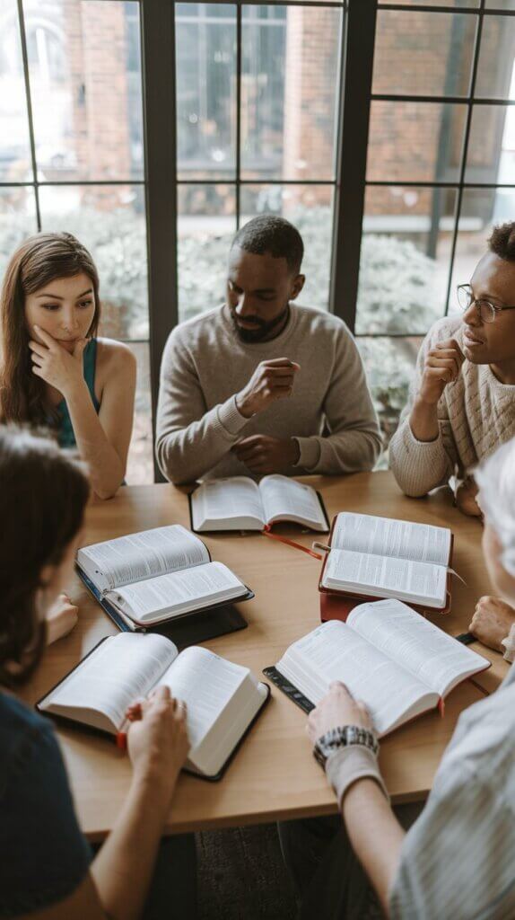 Group having a Bible Study discussion